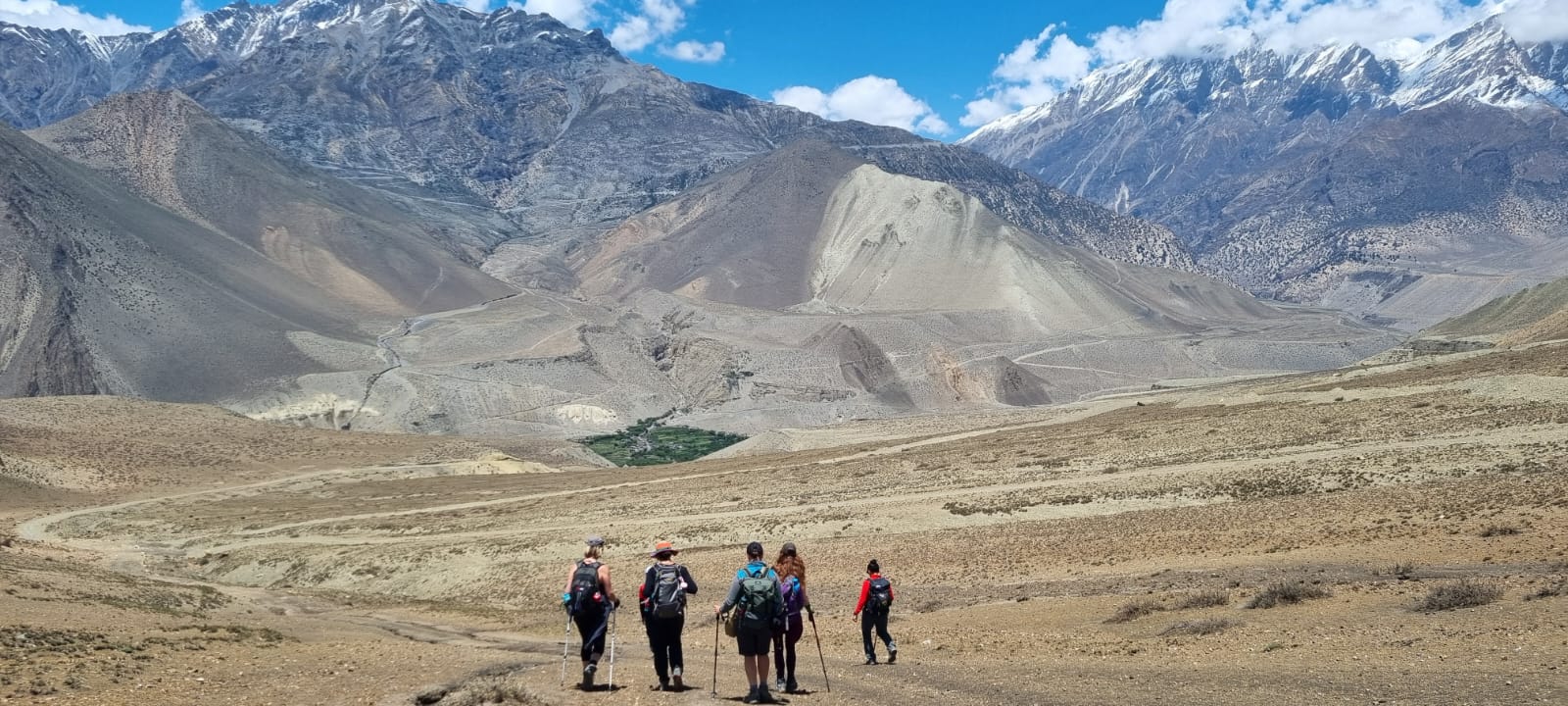 trekkers enjoying mountain view