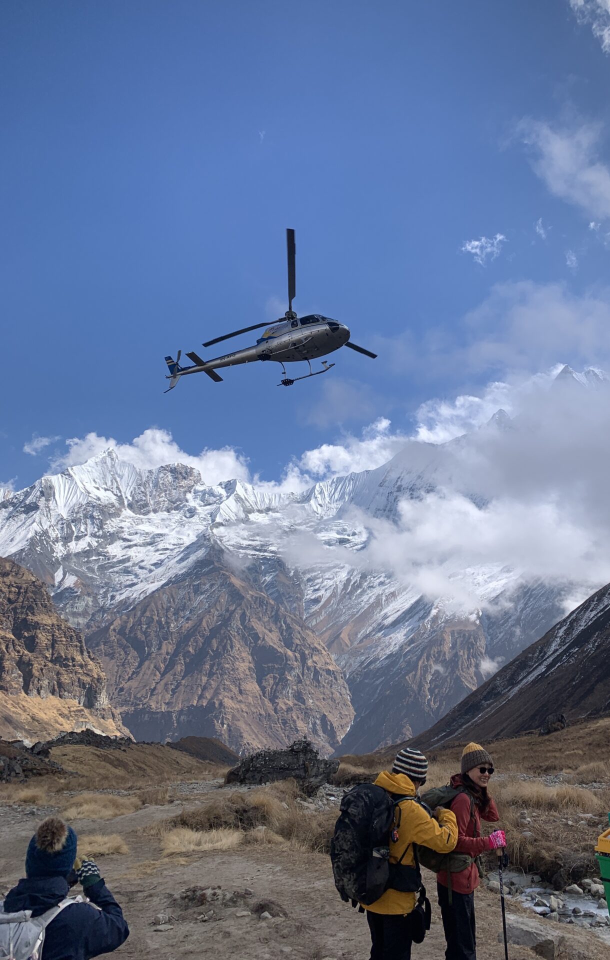 Heli over mountain