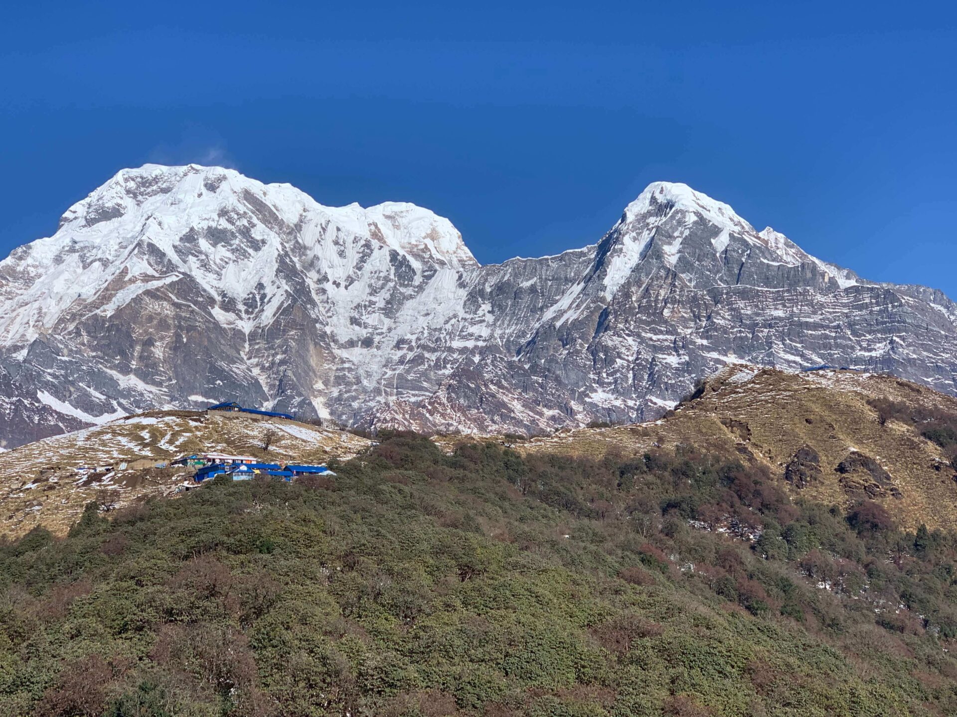 Iconic view of Annapurna South and Hiunchuli