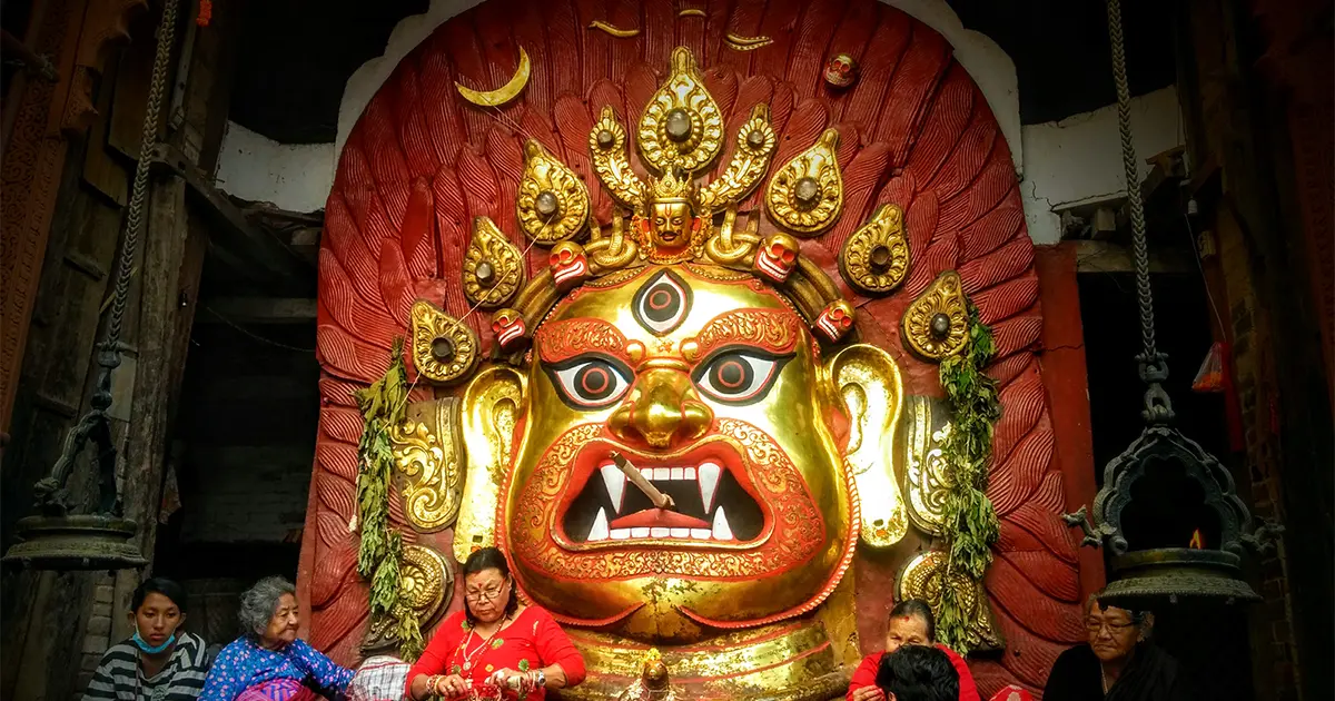 Head of Swet Bhairav in Kathmandu Durbar Square.
