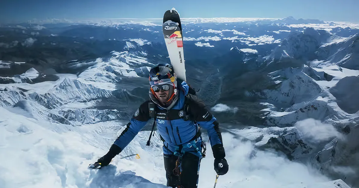 Andrzej Bargiel Ascending to Everest Summit with Ski Board