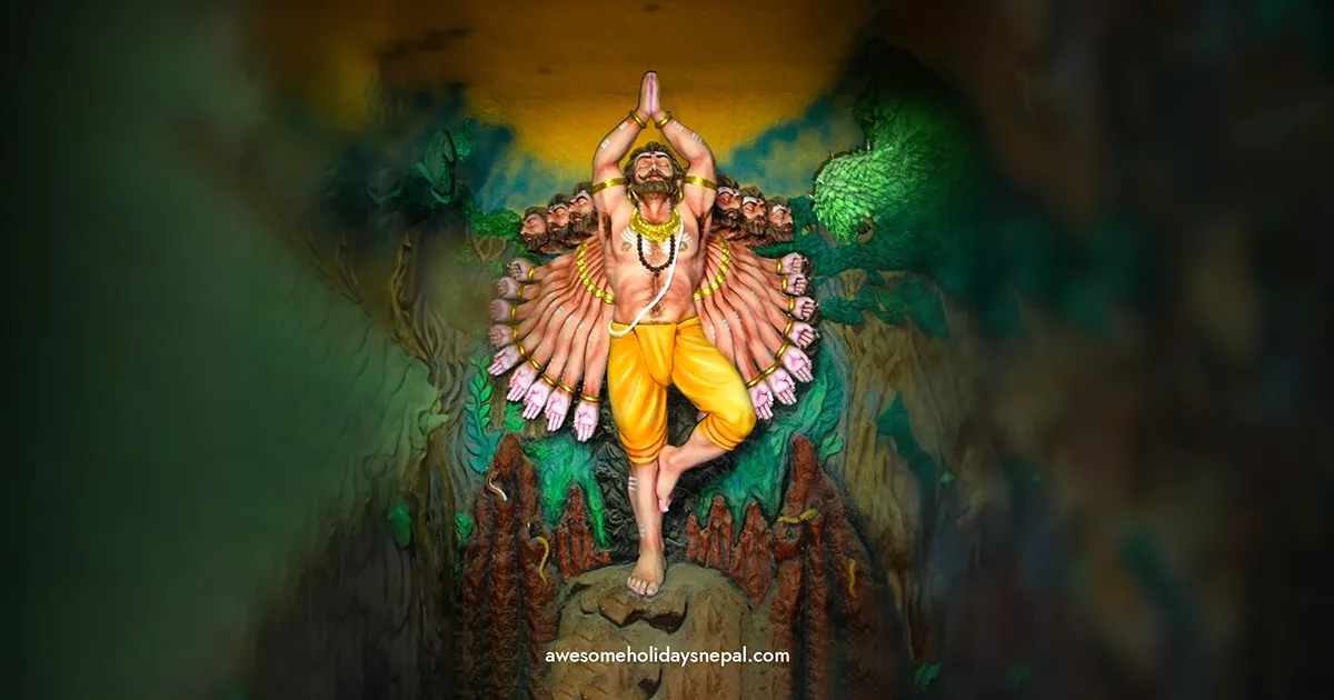 Ravan meditating in Kailash