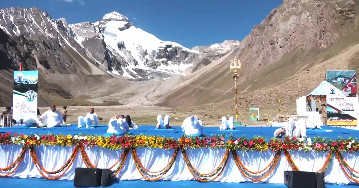 People doing Yoga and meditation on Mount Kailash