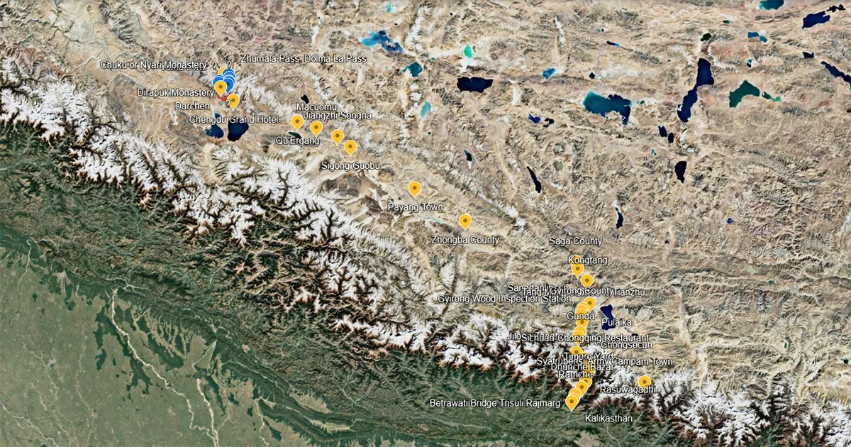 Tibet Pilgrimage Route Map