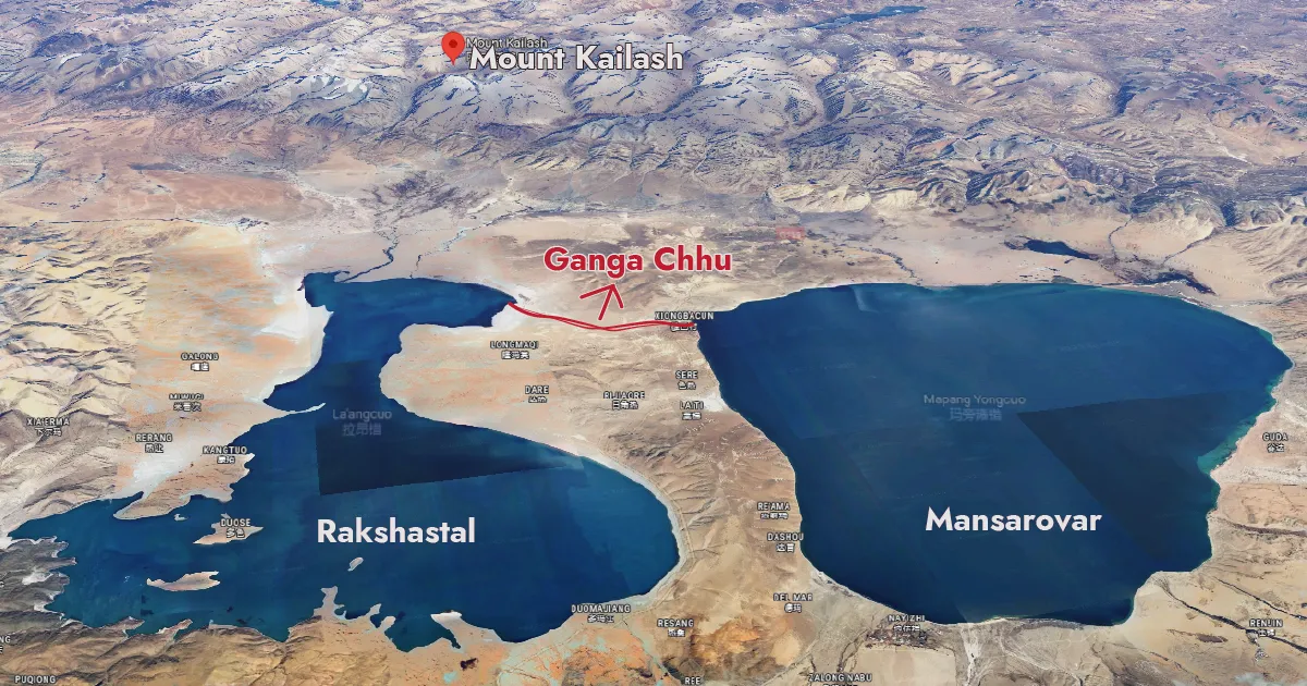 Ganga Chhu connecting Mansarovar and Rakshastal