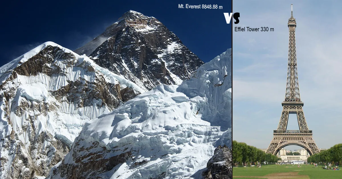 Mount Everest vs Eiffel Tower