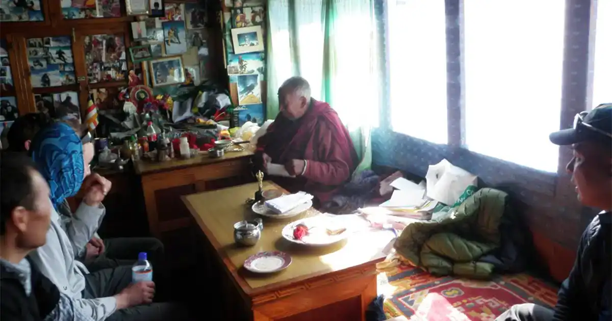 Monks inside the Pangboche Monastery