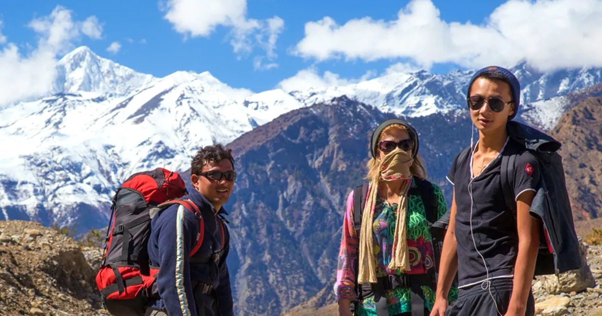 Our guide with trekkers 