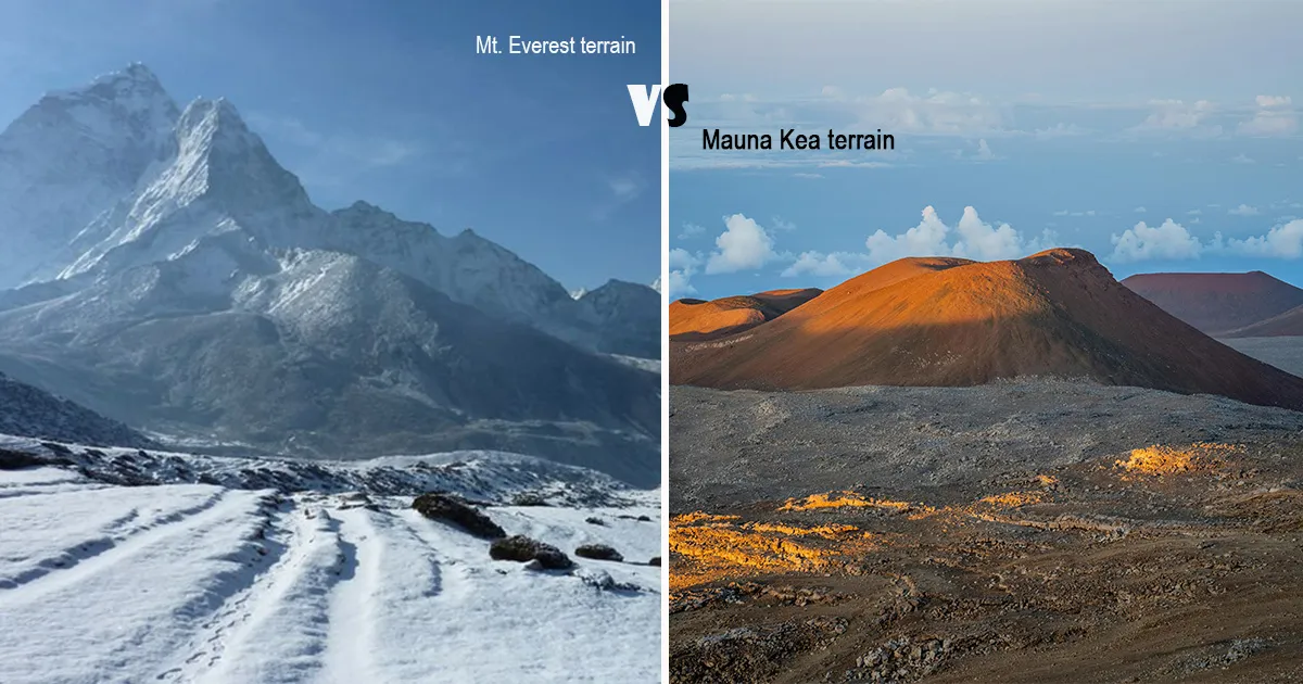 Mount Everest terrain vs Mauna Kea terrain