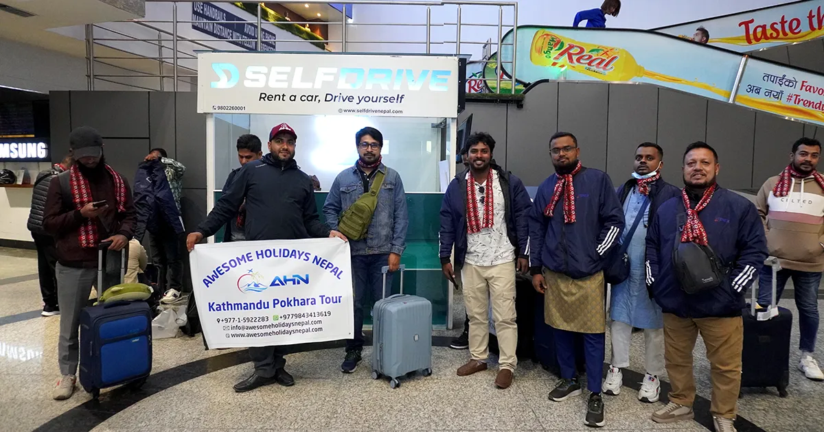 Tourists arriving at TIA, Kathmandu