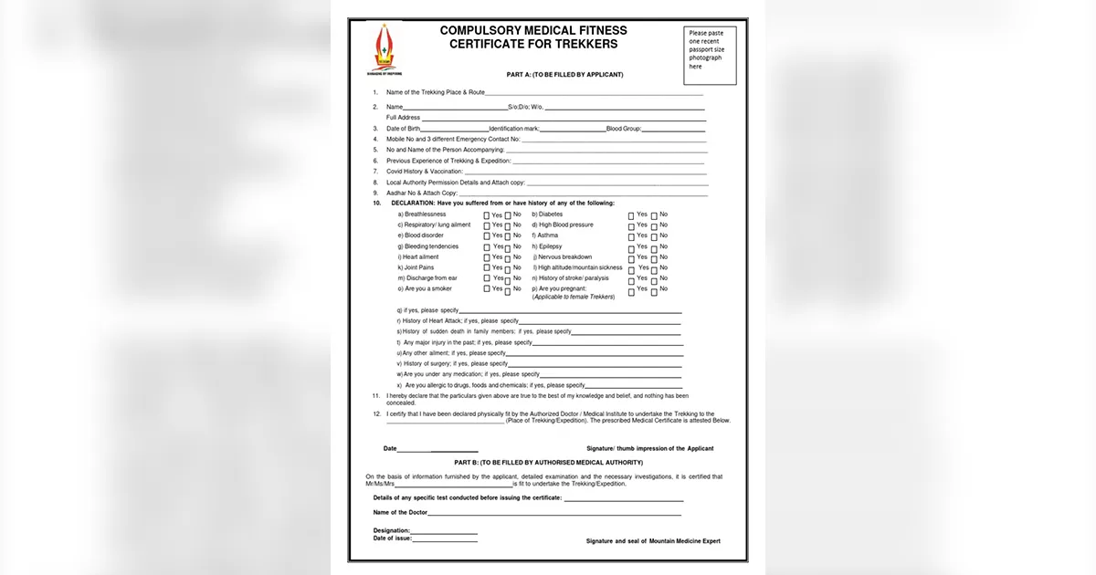 Medical Certificate Sample for Old People Climbing Everest