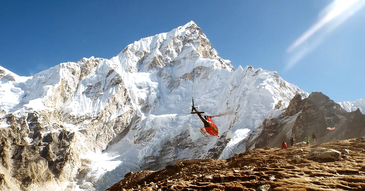 Helicopter going for a rescue in the Himalayas