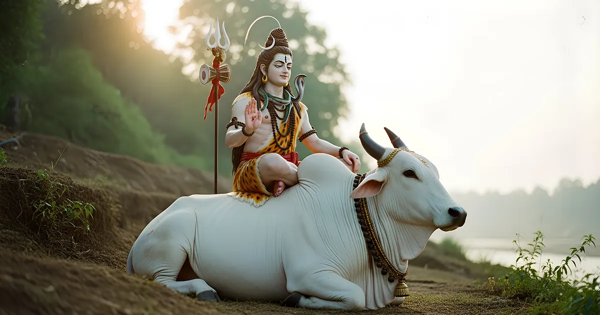 Lord Shiva sitting on Nandi