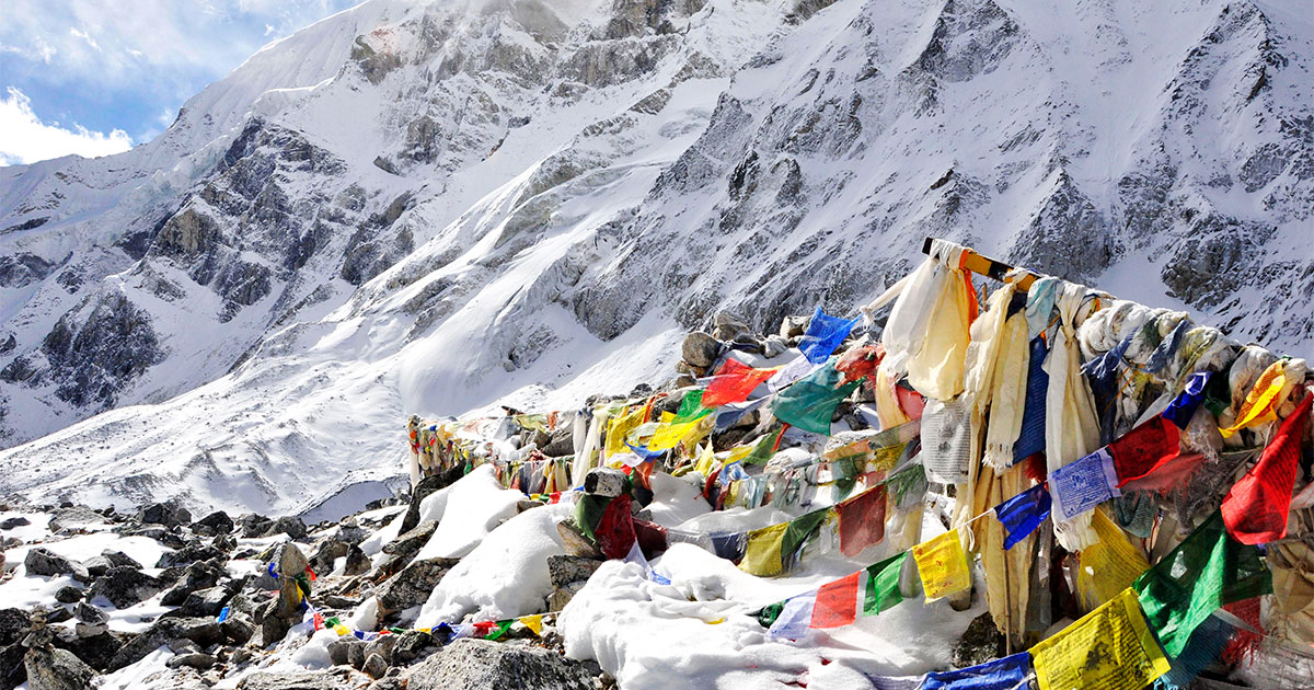 Snow Covered Larkya la pass