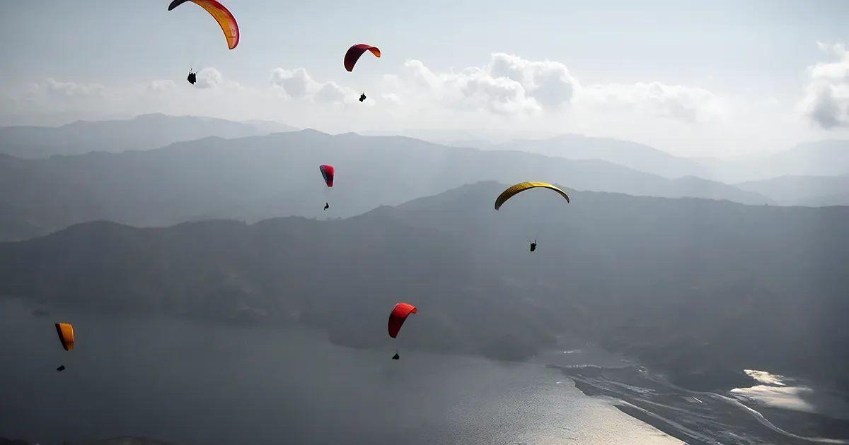 Paragliders in Pokhara