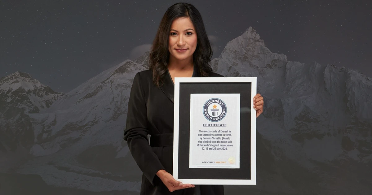 Purnima Shrestha holding her Guinness World Record