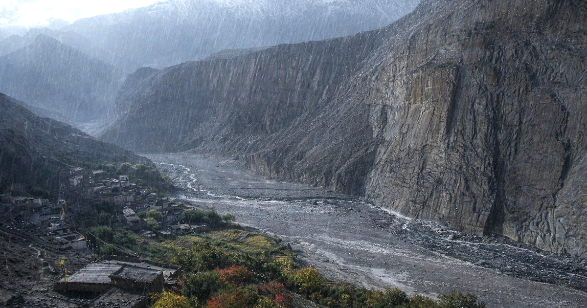 Mustang in rainy season