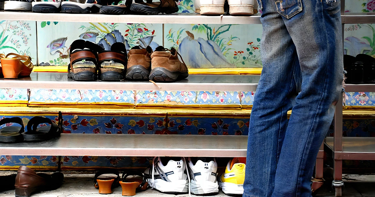Shoes keeping place in temple