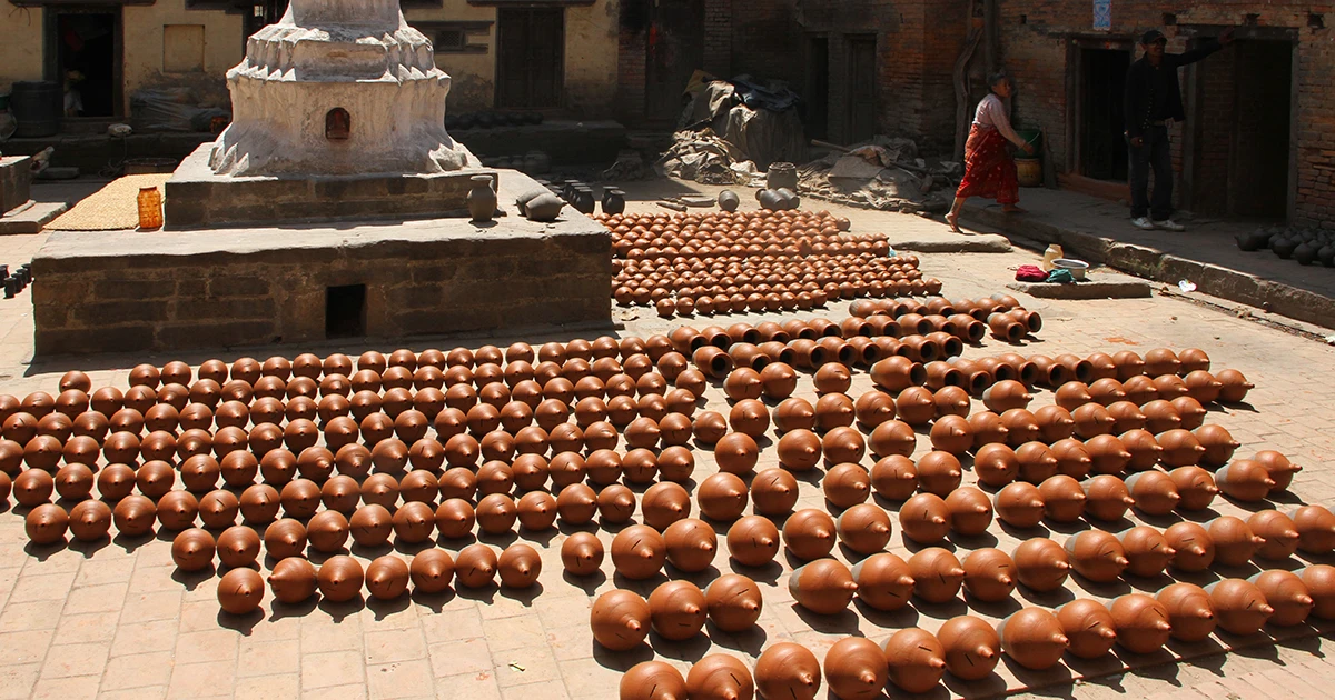 Sun drying Clay Pots