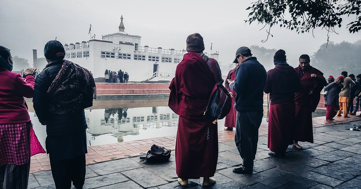 Visitors in Lumbini