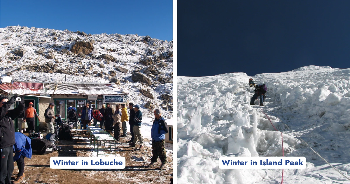 Winter in Lobuche East vs Island Peak