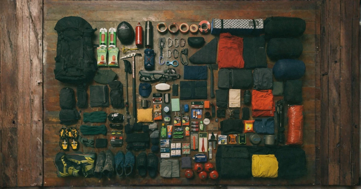 Gear picture for rock climbing