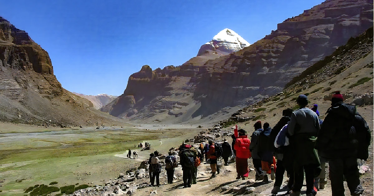 Indian pilgrims in Mountain Kailash.