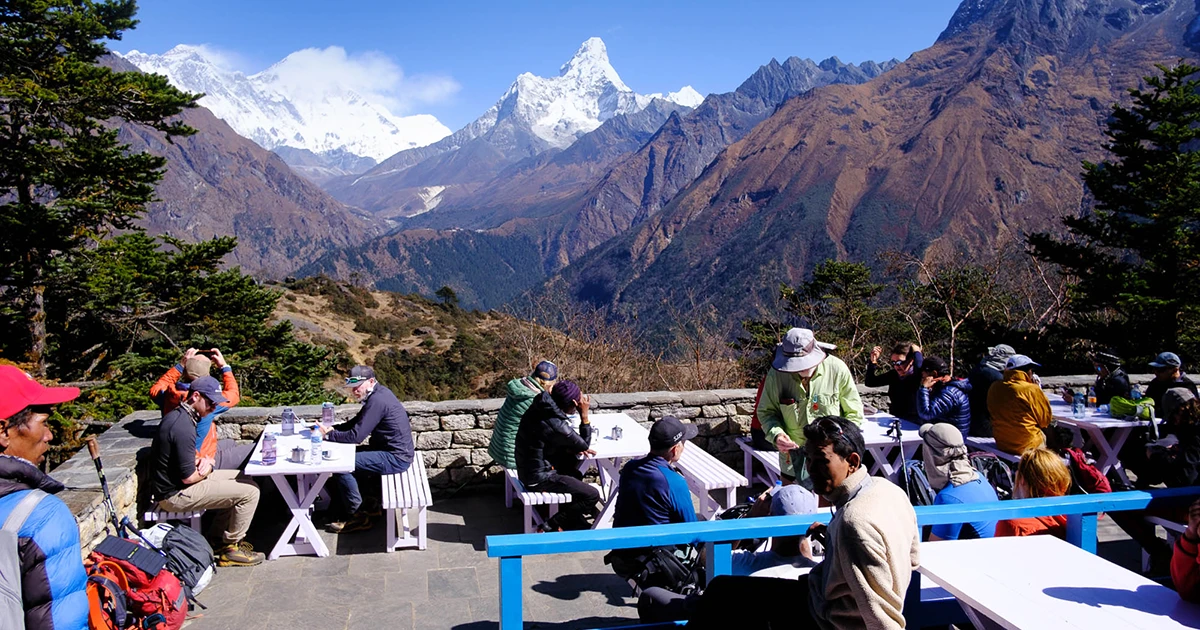 Packed teahouses of Autumn in the higher Himalayas