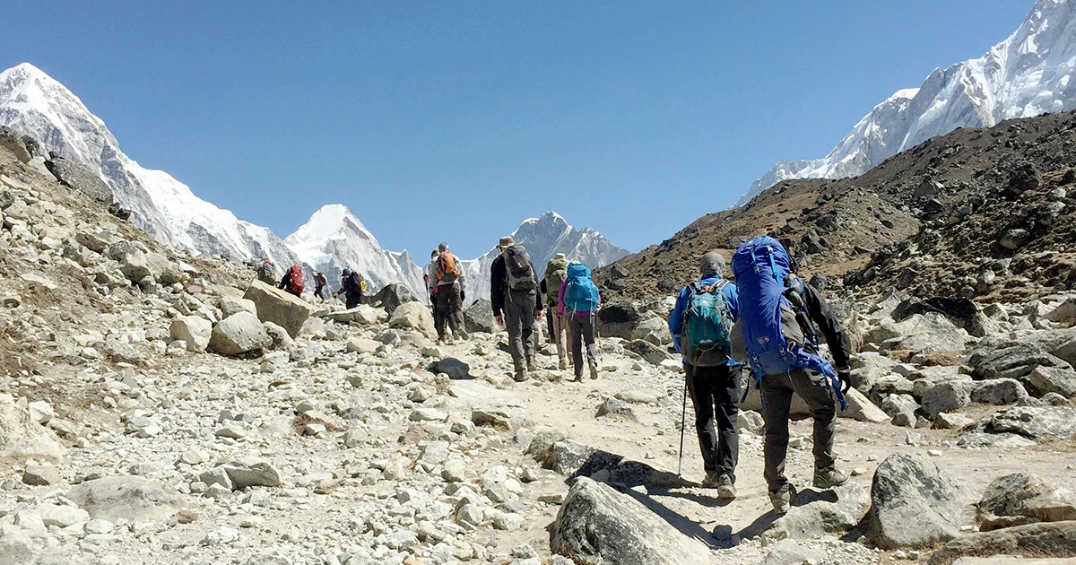 Packed trekking trails with trekkers in peak season
