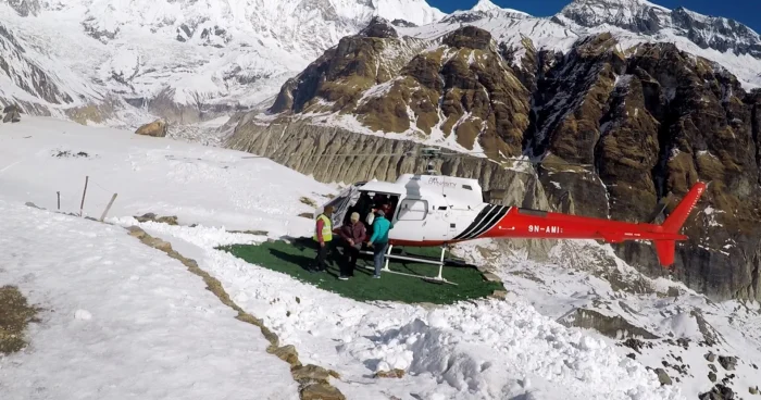 Picture of travelers inside the helicopter in ABC 
