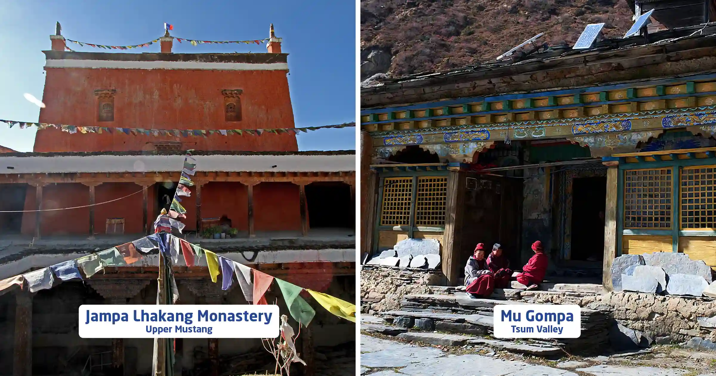 Jampa Lhakhang monastery of Upper Mustang vs Tsum Monastery 