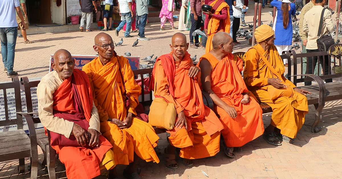 Monks Resting and Enjoying the Peaceful atmosphere of Boudhanath